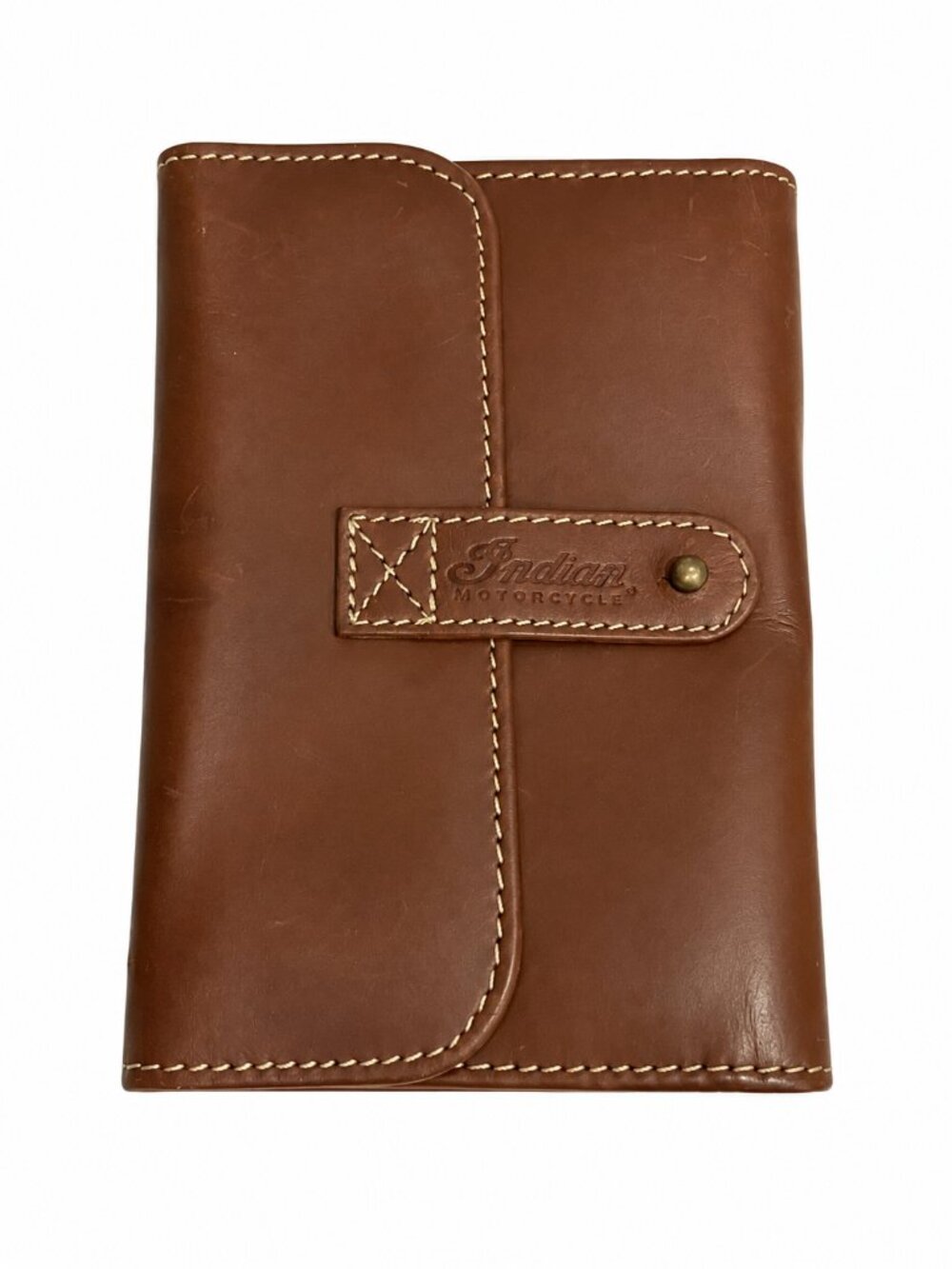 Indian Motorcycle Brown Leather Trifold Organizer Travel Wallet Tool Roll Pouch